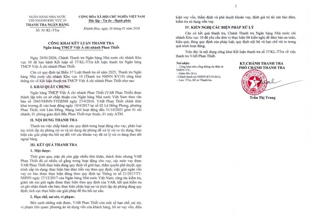 Công bố kết luận thanh tra VietABank Phan Thiết- Ảnh 2. Công bố kết luận thanh tra VietABank Phan Thiết- Ảnh 2.