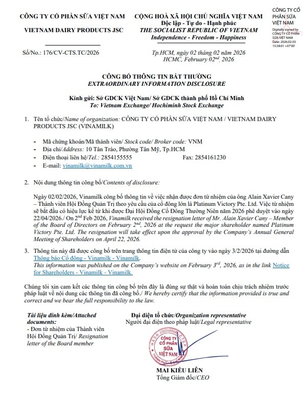 Chuyển động nhân sự cấp cao tại Vinamilk- Ảnh 2.