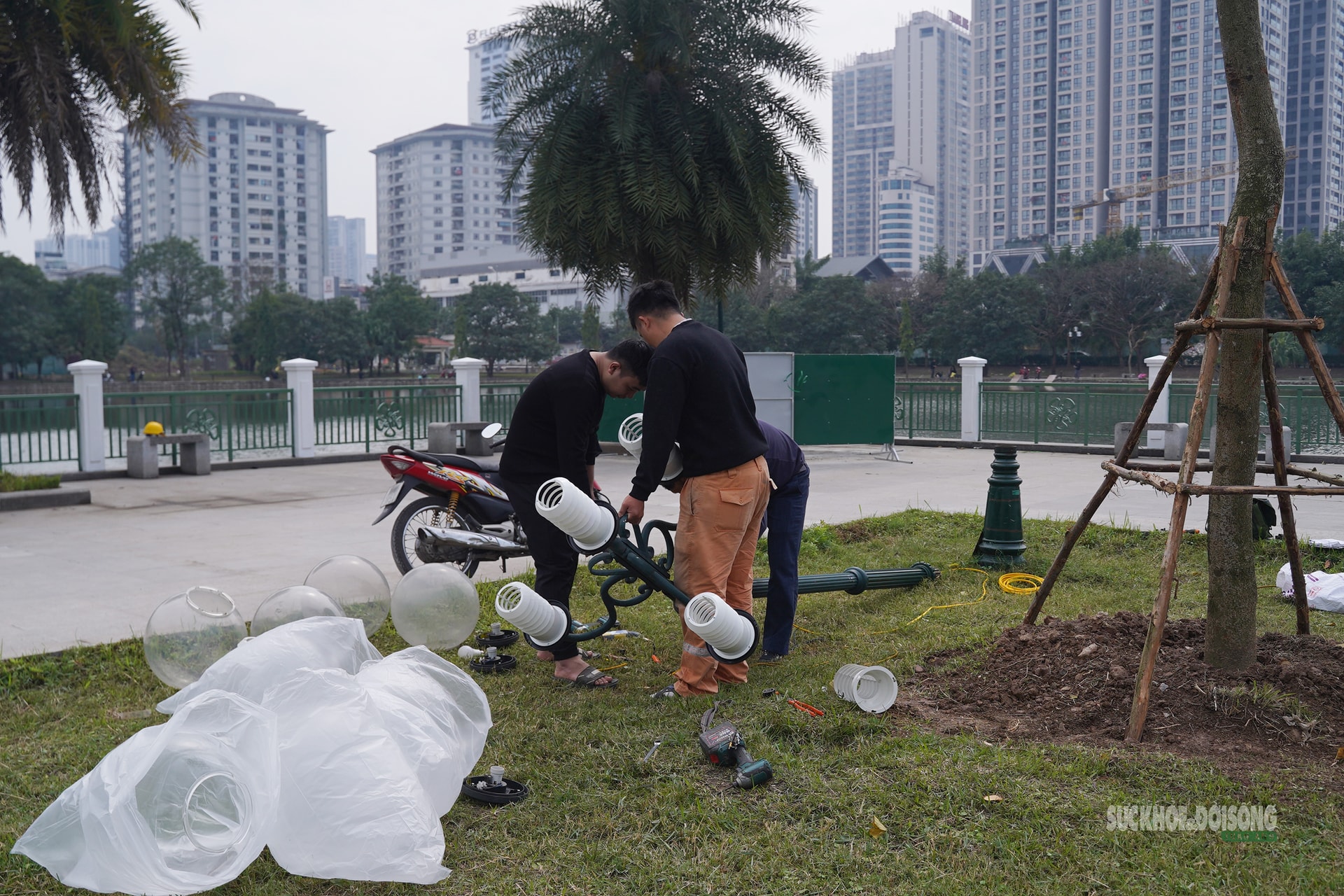 'Thay áo mới' cho công viên hồ điều hòa Mai Dịch dịp cận Tết- Ảnh 7.