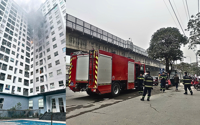 Cháy tầng cao chung cư Ecohome 2, cư dân tháo chạy bằng thang bộ- Ảnh 2. Cháy tầng cao chung cư Ecohome 2, cư dân tháo chạy bằng thang bộ- Ảnh 2.