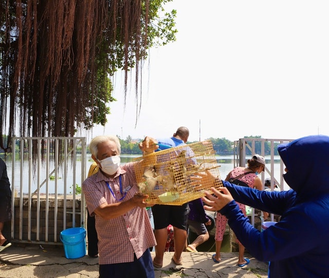 Người TPHCM thuê ghe ra giữa sông để thả cá, tiễn ông Công, ông Táo- Ảnh 9.