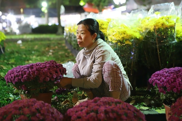 Tiểu thương mắc võng, xuyên đêm canh hoa Tết ở TPHCM- Ảnh 3.