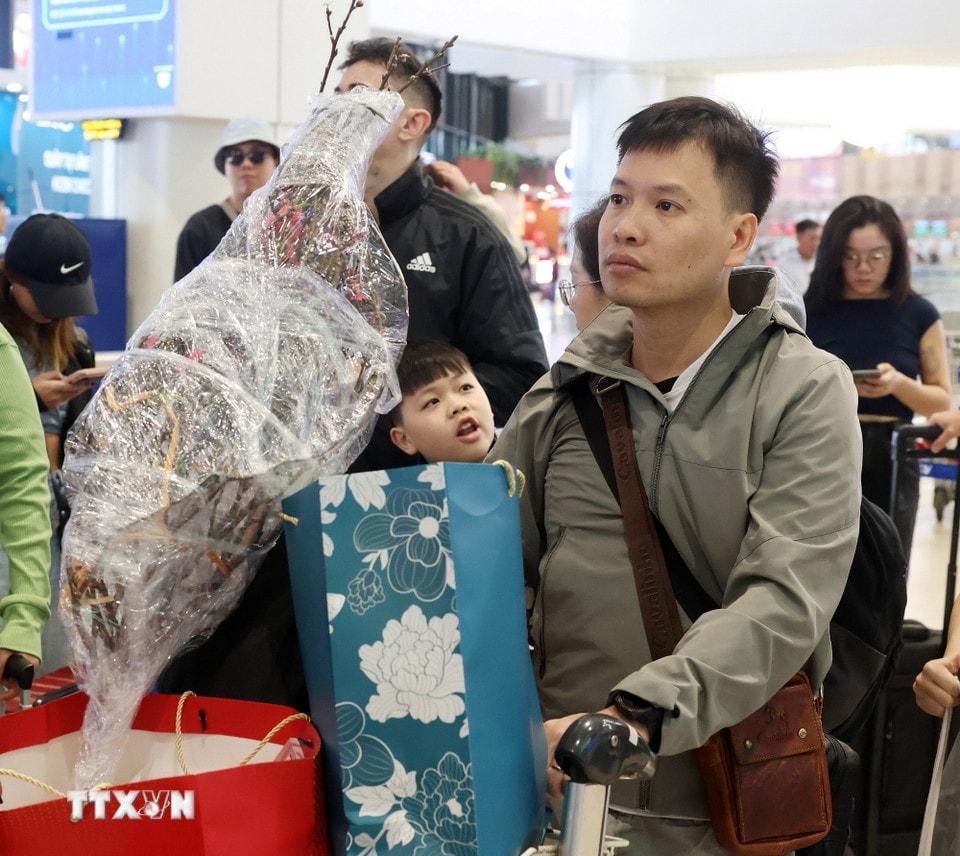 Sân bay Nội Bài đông nghẹt người trước kỳ nghỉ Tết Nguyên đán Bính Ngọ- Ảnh 2.
