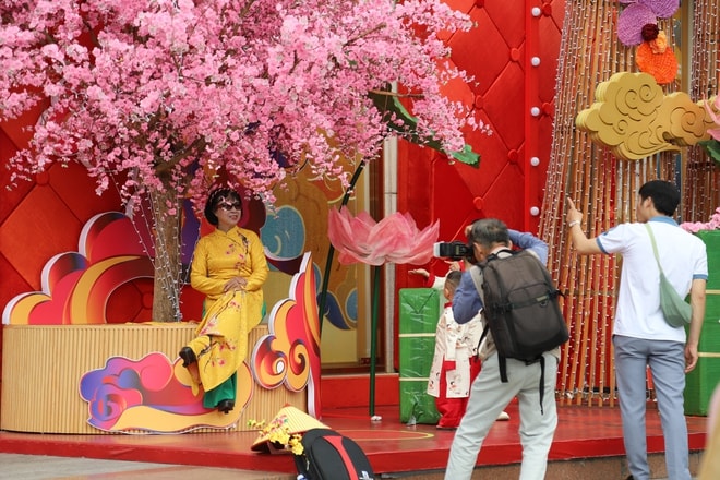 Người dân TPHCM xúng xính áo dài chụp hình đón Tết- Ảnh 5.