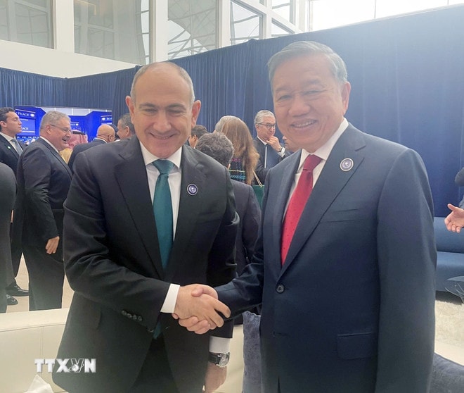 Tổng Bí thư Tô Lâm kết thúc chuyến tham dự Cuộc họp Khai mạc Hội đồng Hòa bình về Gaza tại Hoa Kỳ- Ảnh 3. Tổng Bí thư Tô Lâm kết thúc chuyến tham dự Cuộc họp Khai mạc Hội đồng Hòa bình về Gaza tại Hoa Kỳ- Ảnh 3.