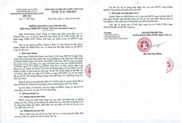 Kết luận thanh tra Public Bank Việt Nam chi nhánh Long An- Ảnh 2.