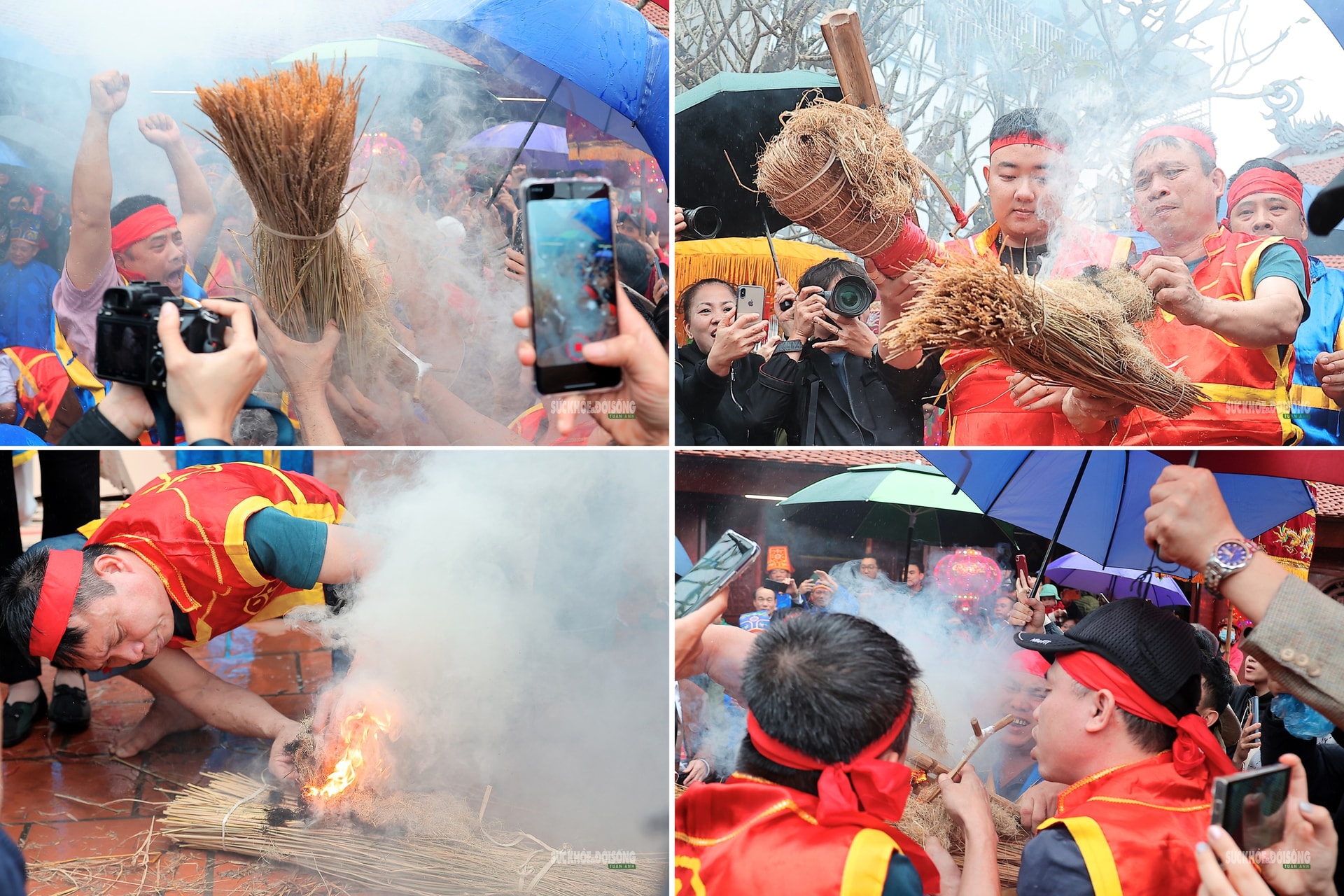 Trai làng kéo lửa giữa mưa xuân trong lễ hội thổi cơm Thị Cấm- Ảnh 3. Trai làng kéo lửa giữa mưa xuân trong lễ hội thổi cơm Thị Cấm- Ảnh 3.