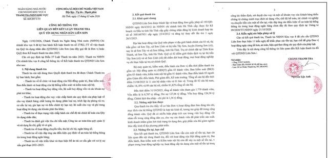 Kết luận thanh tra Quỹ Tín dụng Nhân dân Liên Sơn- Ảnh 1. Kết luận thanh tra Quỹ Tín dụng Nhân dân Liên Sơn- Ảnh 1.