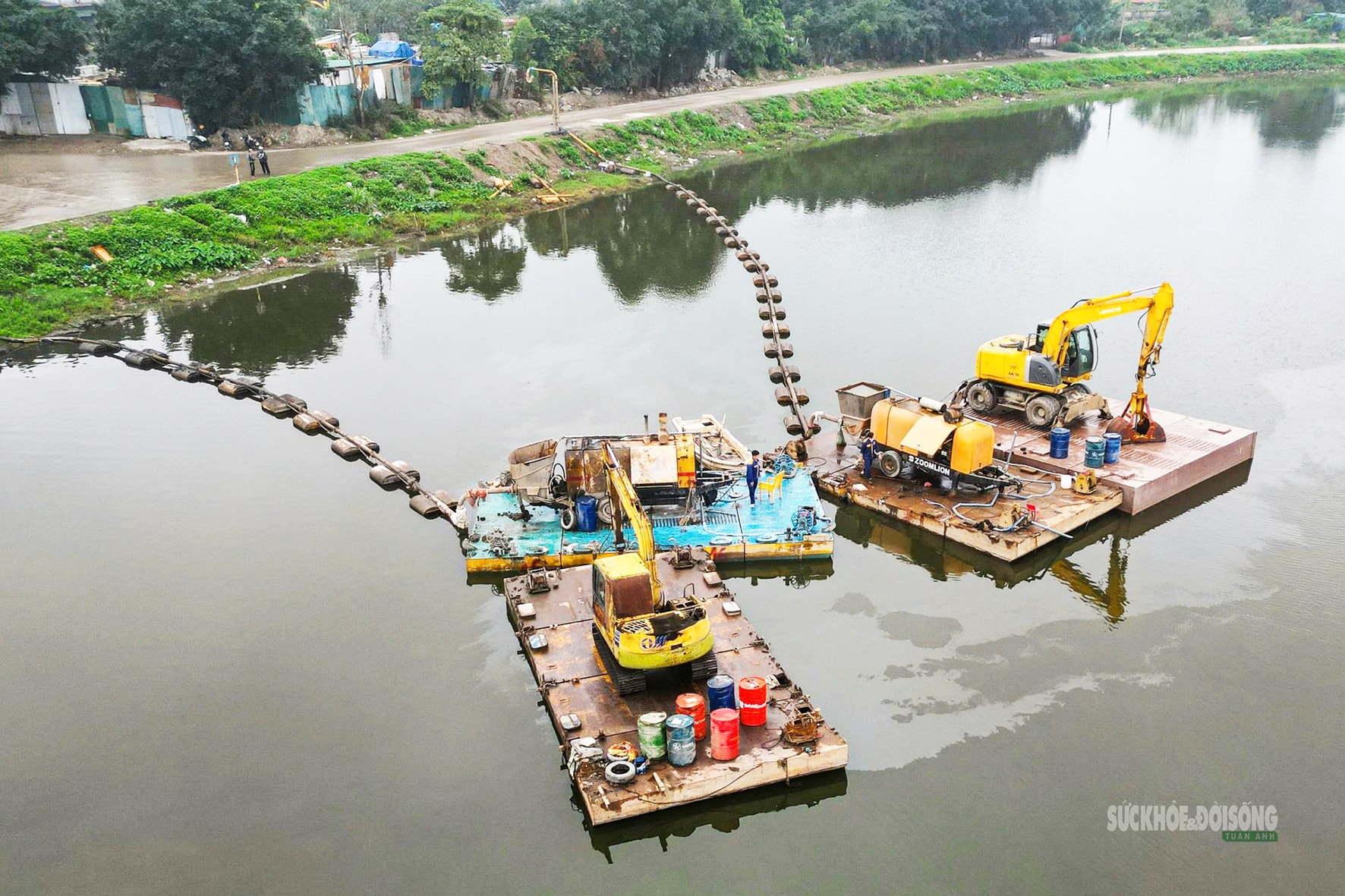 Khẩn trương nạo vét hạ lưu sông Tô Lịch, Kim Ngưu trước mùa mưa- Ảnh 1.