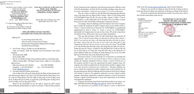 Lọc hóa dầu Bình Sơn không đủ điều kiện công ty đại chúng- Ảnh 2.