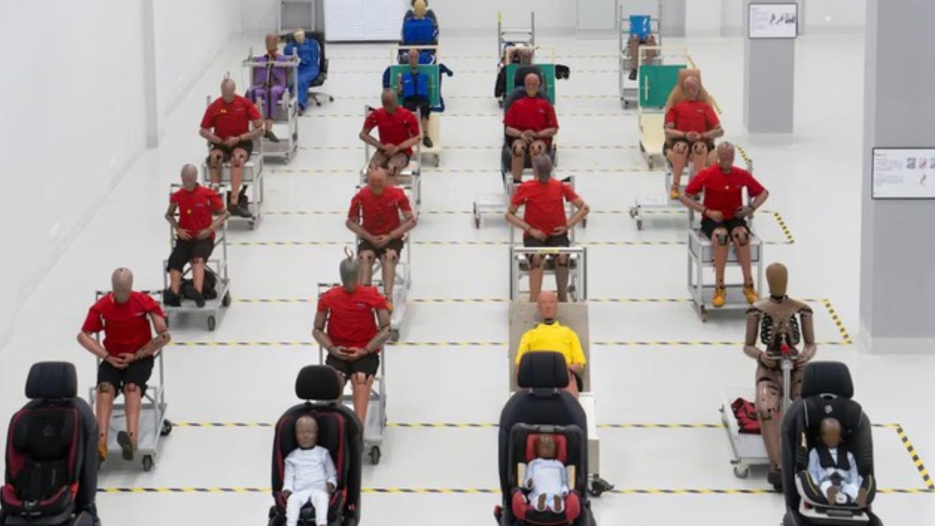 Các hình nộm chuyên dụng, dùng trong quá trình test xe của Geely.