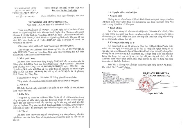 Thanh tra Ngân hàng Nhà nước yêu cầu ABBank Bình Phước chấn chỉnh- Ảnh 2.