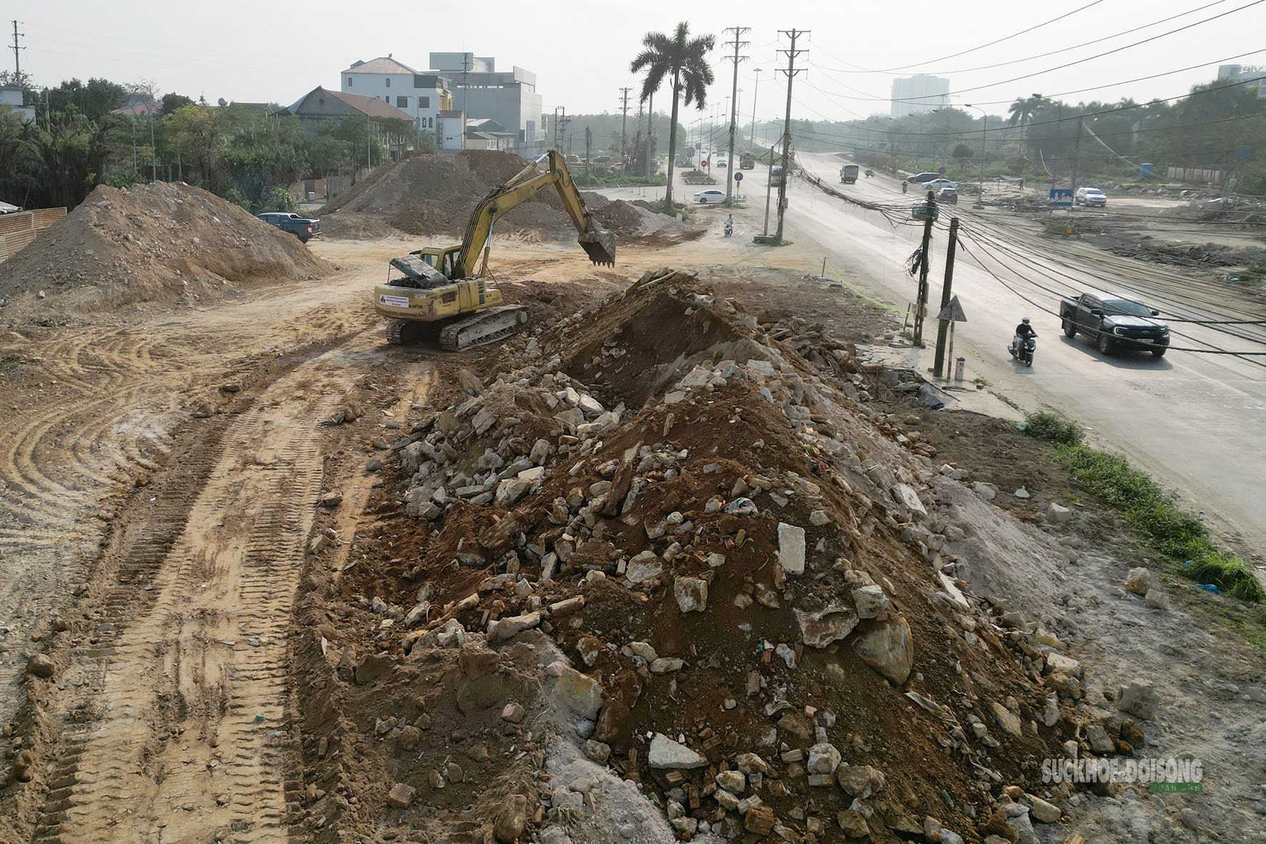 Công trường tuyến nối Đại lộ Thăng Long - Hòa Bình tăng tốc- Ảnh 6. Công trường tuyến nối Đại lộ Thăng Long - Hòa Bình tăng tốc- Ảnh 6.
