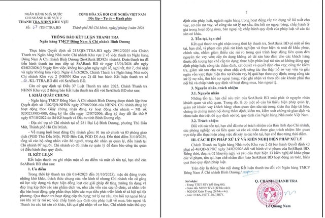 SeABank Bình Dương chưa tuân thủ triệt để quy định của Ngân hàng Nhà nước Việt Nam- Ảnh 2.