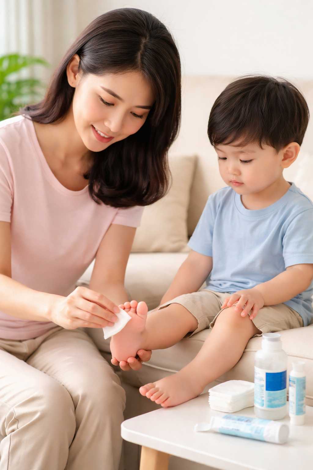 Dùng dung dịch sát khuẩn thế nào khi trẻ bị tay chân miệng?- Ảnh 2.