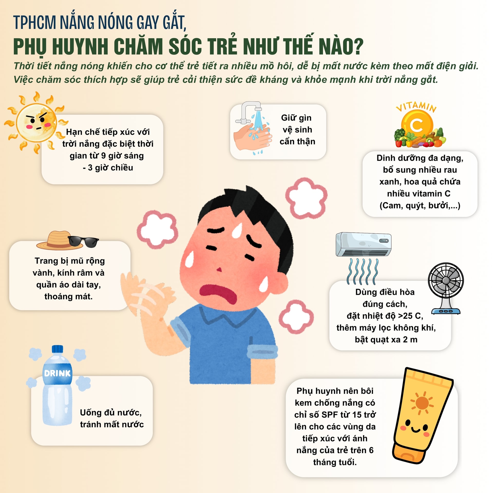 Nắng nóng gay gắt, HCDC TPHCM hướng dẫn cách chăm sóc trẻ em- Ảnh 1.