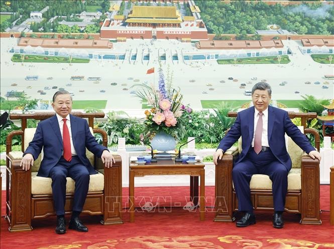 Tổng Bí thư, Chủ tịch nước Tô Lâm và Phu nhân cùng Tổng Bí thư, Chủ tịch nước Tập Cận Bình và Phu nhân dự tiệc trà- Ảnh 1.