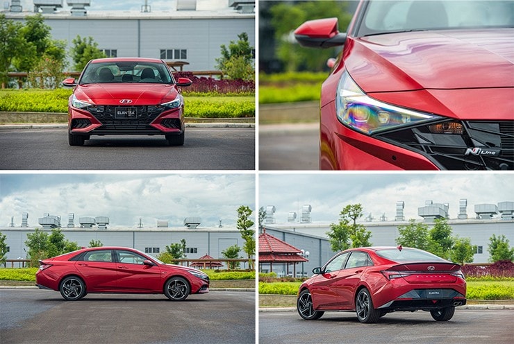 Phần thân xe với các đường gân dập nổi sắc sảo của Hyundai Elantra