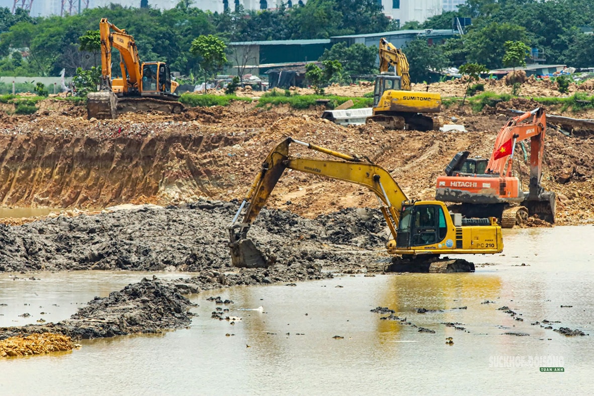 Hồ điều hòa Phú Đô tăng tốc trước mùa mưa ở Hà Nội- Ảnh 2.