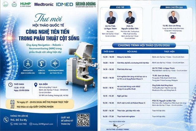 Sắp diễn ra: Hội thảo quốc tế: Công nghệ tiên tiến trong phẫu thuật cột sống- Ảnh 1.