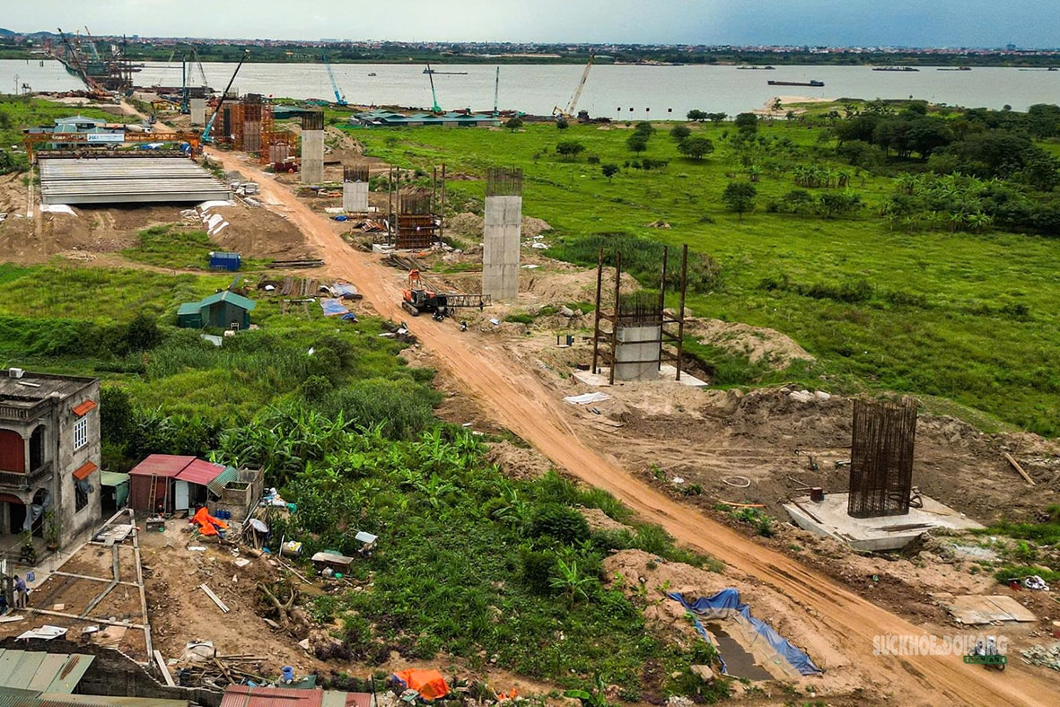 Cầu Hồng Hà vượt sông Hồng dần lộ diện- Ảnh 3.