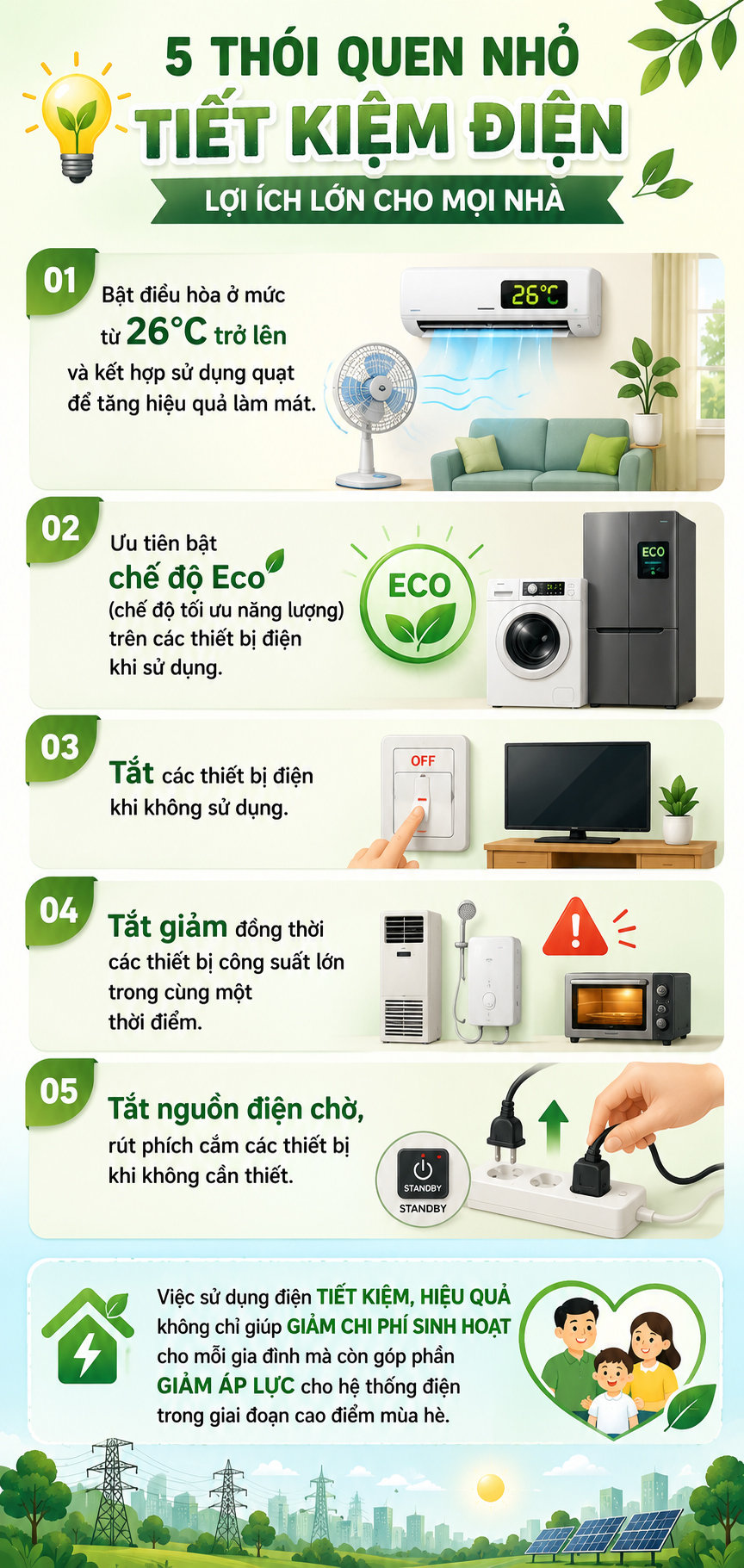 '2 bật 3 tắt' giúp hóa đơn tiền điện giảm đáng kể- Ảnh 1.
