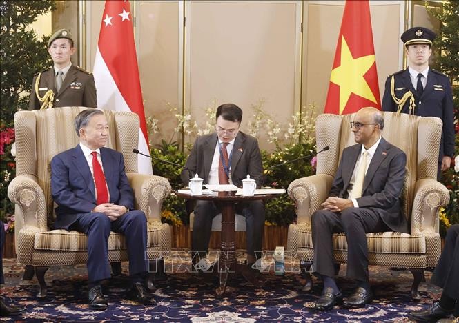Tổng Bí thư, Chủ tịch nước Tô Lâm hội đàm với Tổng thống Singapore Tharman Shanmugaratnam- Ảnh 2.