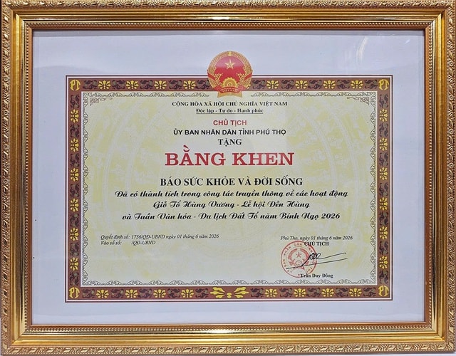 Báo Sức khỏe và Đời sống được khen thưởng vì tuyên truyền tốt Lễ Giỗ Tổ Hùng Vương 2026- Ảnh 2.