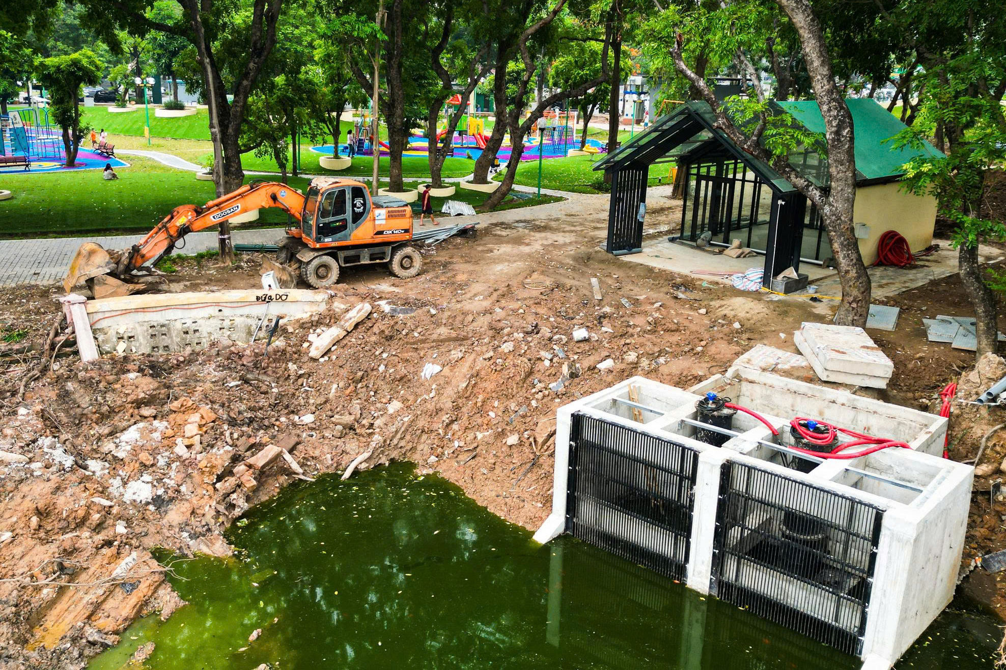 Hà Nội tăng tốc 'lá chắn' chống ngập tại các hồ điều hòa- Ảnh 6.