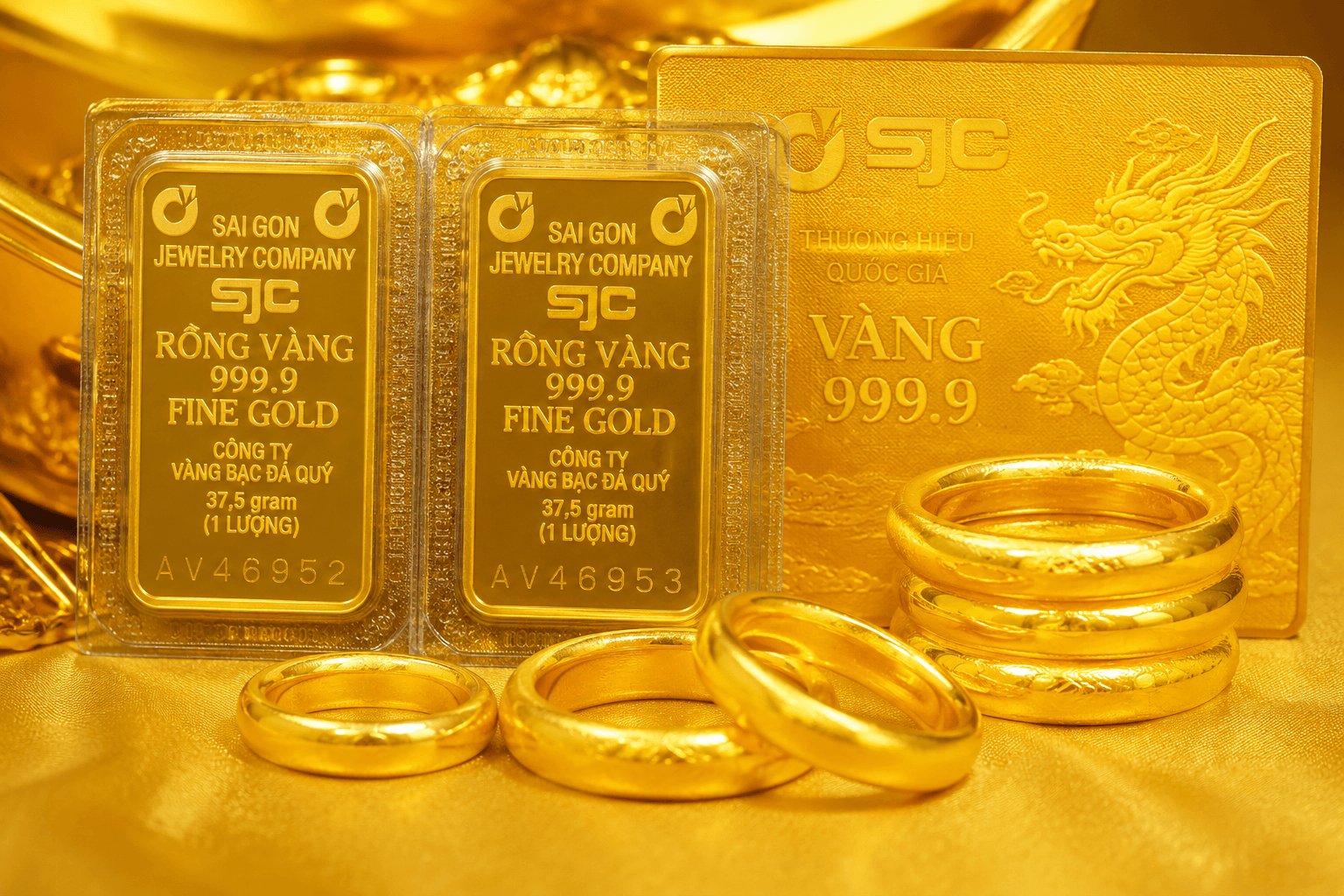 Vàng 9999 được chế tác dưới dạng vàng miếng, vàng nhẫn. (Ảnh: AI)