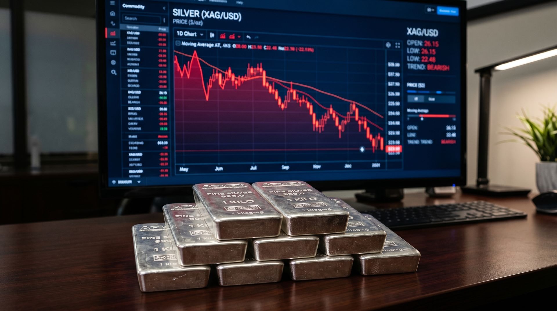 Biểu đồ diễn biến giá bạc thế giới trong tuần cuối tháng 6/2026