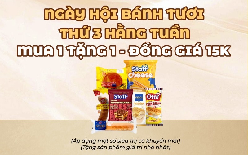 Ngày hội Bánh Tươi Thứ 3 Hàng Tuần tại Bách hóa XANH