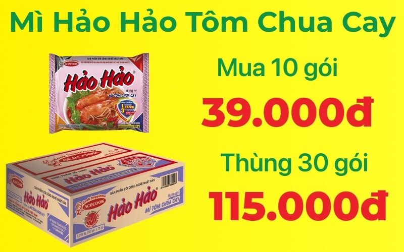 Chương trình ưu đãi mì Hảo Hảo tôm chua cay tại Bách hóa XANH