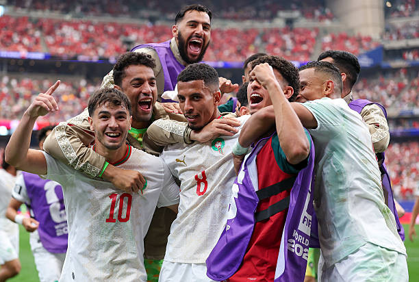 Các cầu thủ Morocco ăn mừng chiến thắng tại World Cup 2026