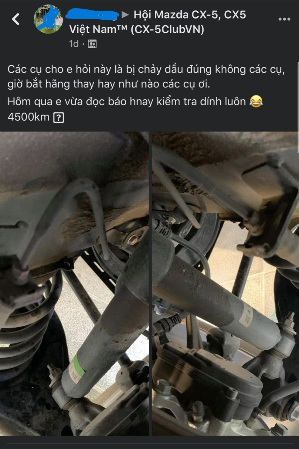 Lỗi chảy dầu giảm xóc sau dù đã được hãng bảo hành nhưng tình trạng này vẫn tái diễn sau khi thay thế. (Ảnh chụp màn hình)
