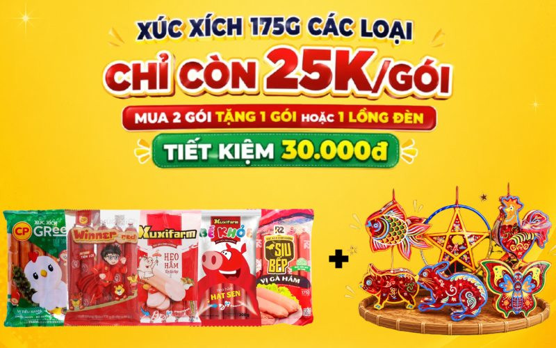 Siêu Deal xúc xích Mua 2 Tặng 1 tặng lồng đèn Trung Thu
