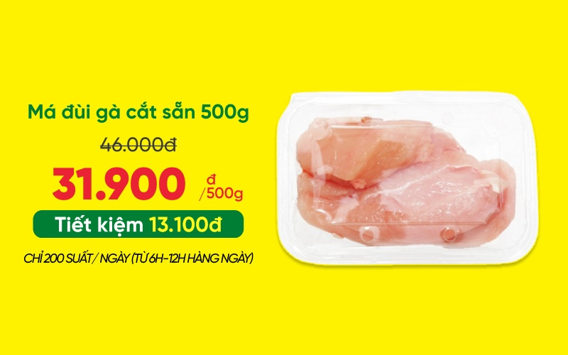 Flash Sale má đùi gà cắt sẵn chỉ 31.900đ lúc 6h-12h tại Bách hóa XANH