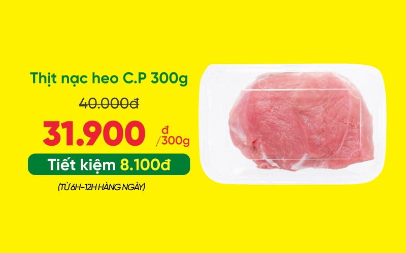 Flash Sale sáng: Thịt nạc heo C.P chỉ 31.900đ - độc quyền Online!