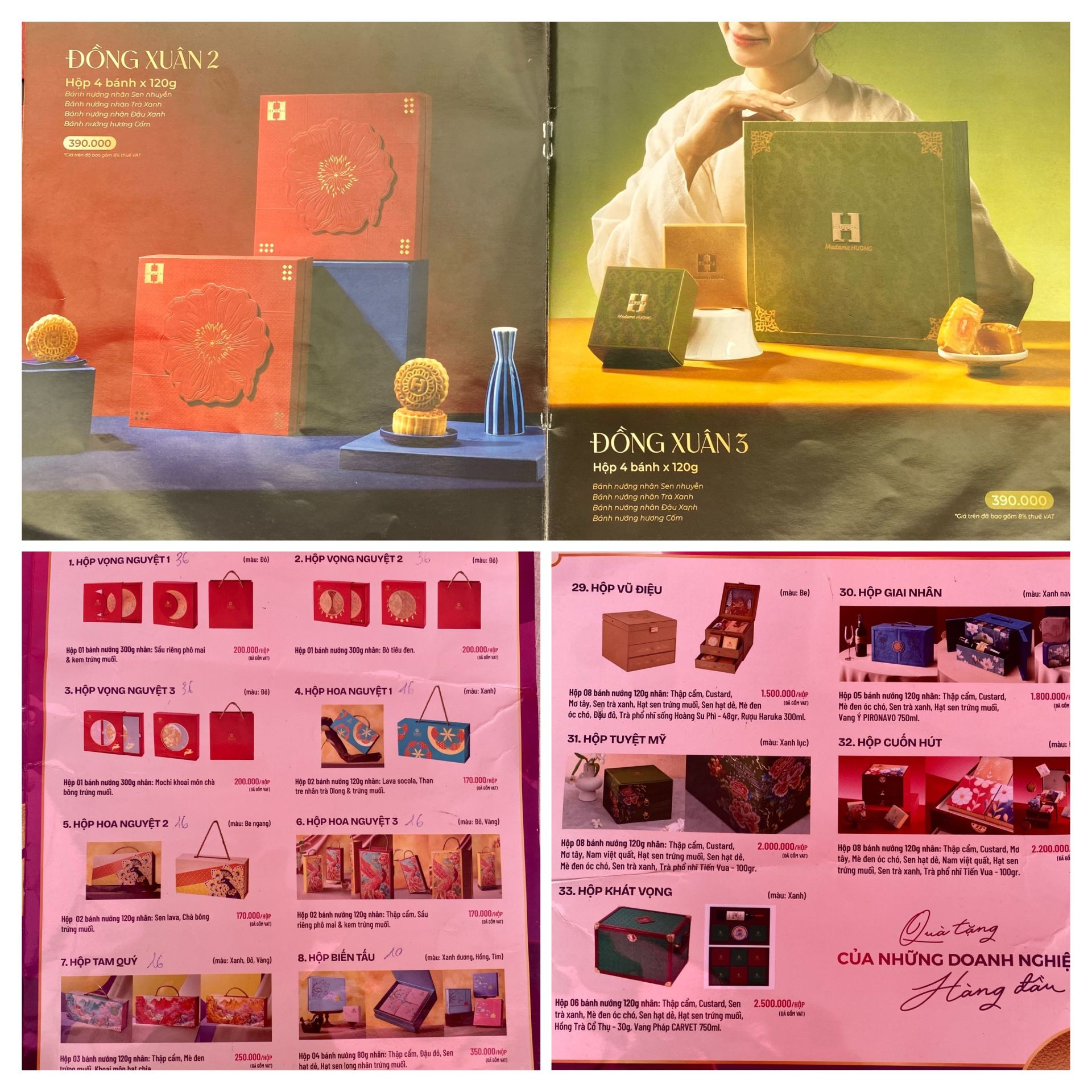 Bảng giá tham khảo một số sản phẩm bánh Trung thu Hương Mai Mooncake và Maison Mooncake năm 2026