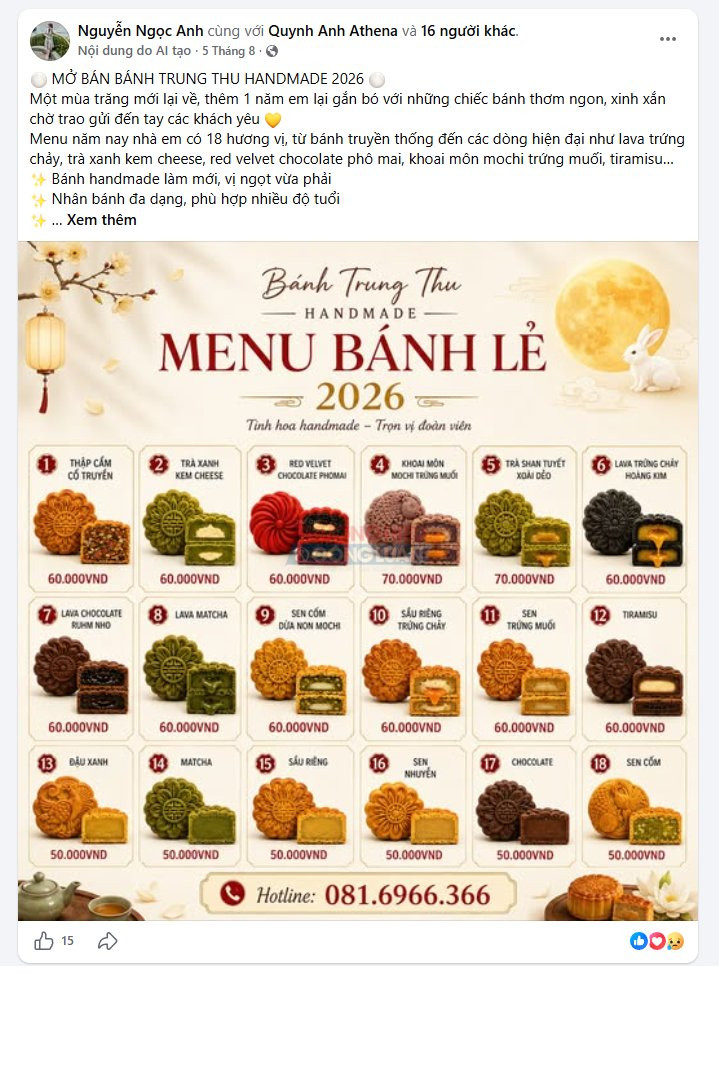 Bánh trung thu bày bán rầm rộ trên mạng xã hội