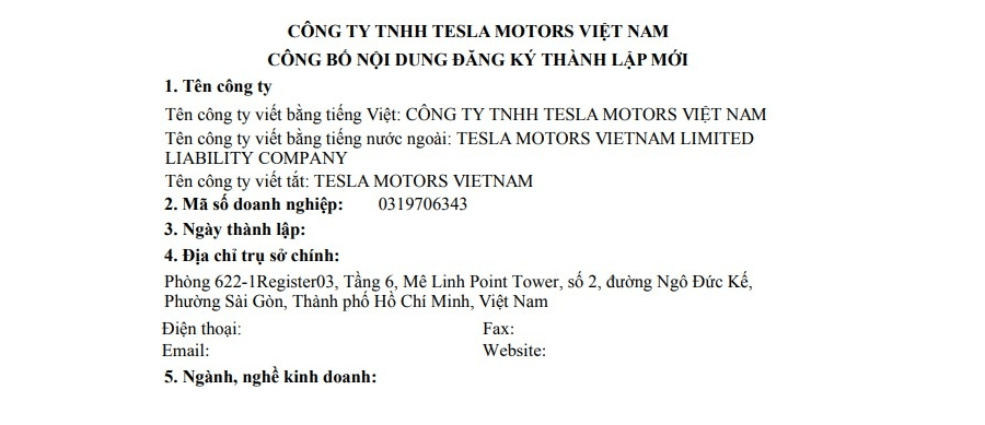 Gã khổng lồ Tesla chính thức lập công ty tại Việt Nam, chuẩn bị 'đổ bộ'? - 1