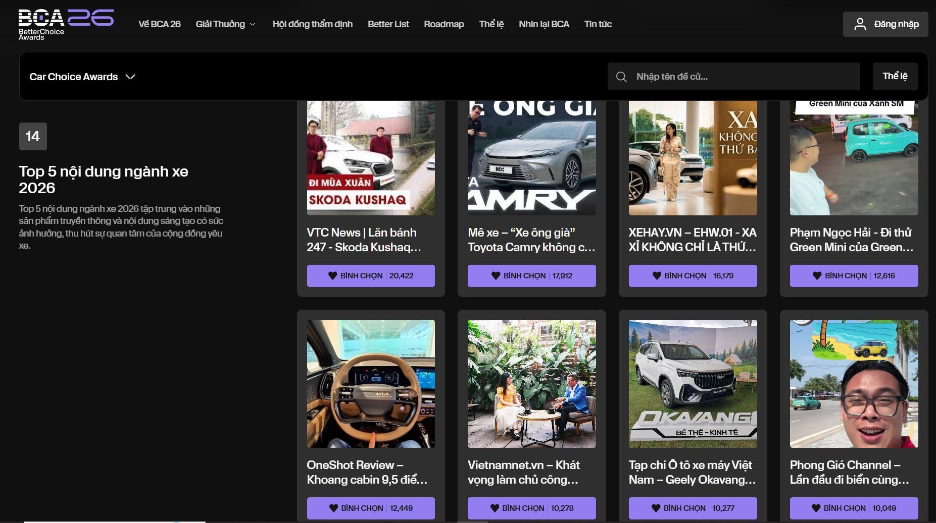 Lăn bánh 247 của Báo Điện tử VTC News được đề cử Car Choice Awards 2026 - 1