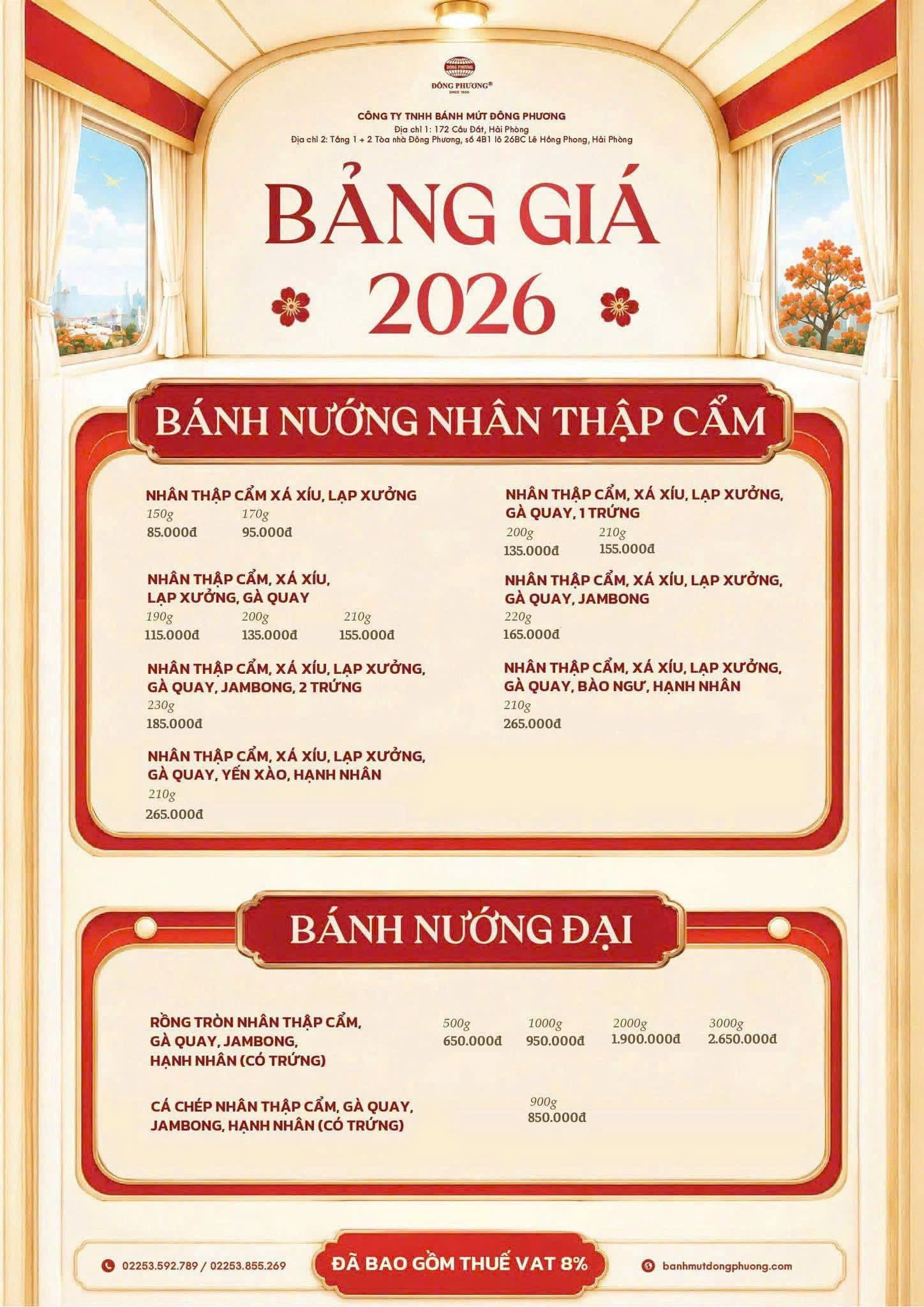 Bảng giá bánh trung thu Đông Phương