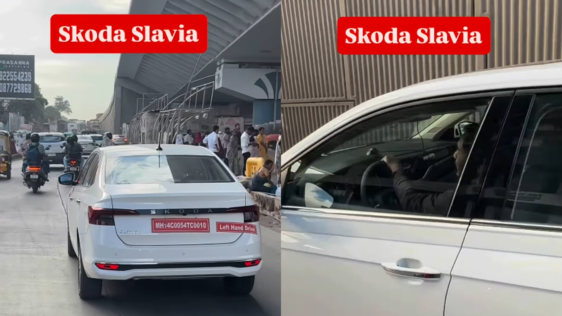 Skoda Slavia facelift lộ ảnh chạy thử bản tay lái bên trái.