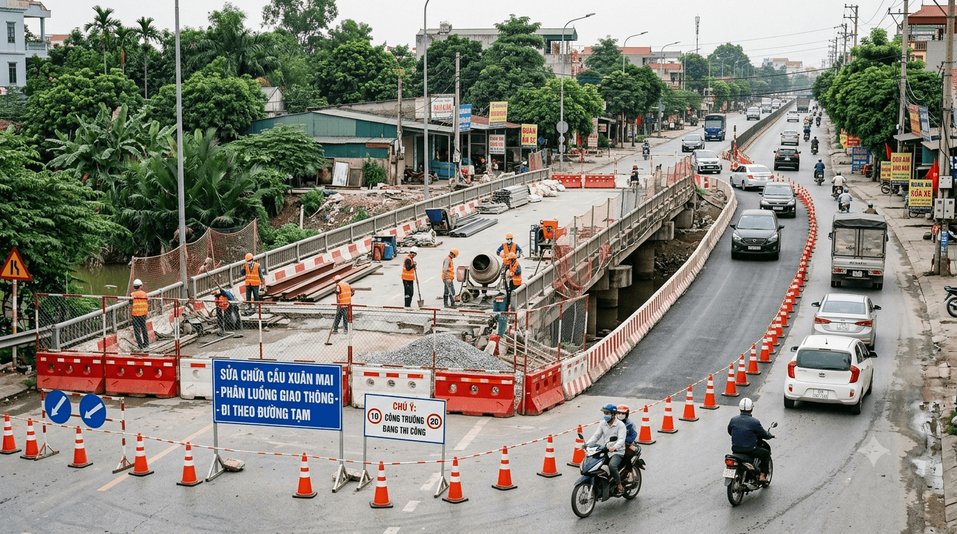 Hà Nội điều chỉnh giao thông qua cầu Xuân Mai, ô tô đi hướng nào?- Ảnh 2.