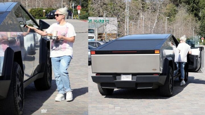 Lady Gaga và chiếc Tesla Cybertruck của mình.