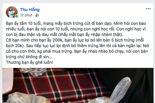 Cậu bé bán trứng bỏ chạy khi khách cho tiền khiến dân mạng rưng rưng