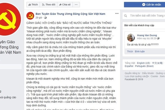 Xử lý nghiêm hành vi giả mạo Facebook Ban Tuyên giáo Trung ương