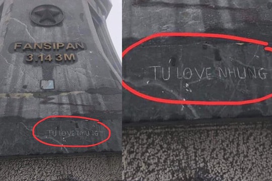 Dân mạng phẫn nộ với người khắc bậy lên cột cờ trên đỉnh Fansipan