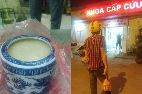 Hình ảnh người đàn ông cầm bát hương đi... mua cháo cho vợ đang khiến dân mạng bàn tán sôi nổi